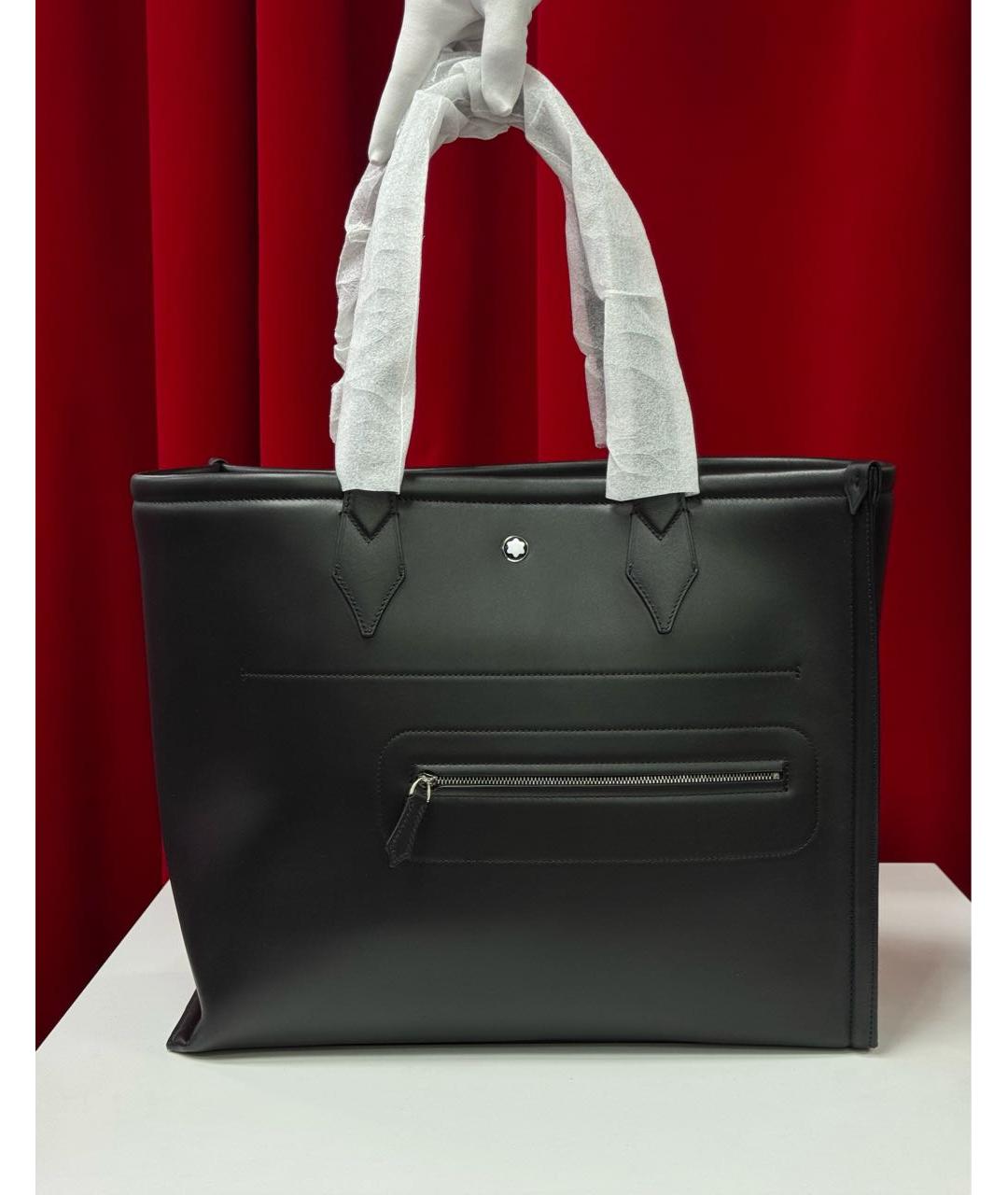 MONTBLANC Черная кожаная сумка тоут, фото 6