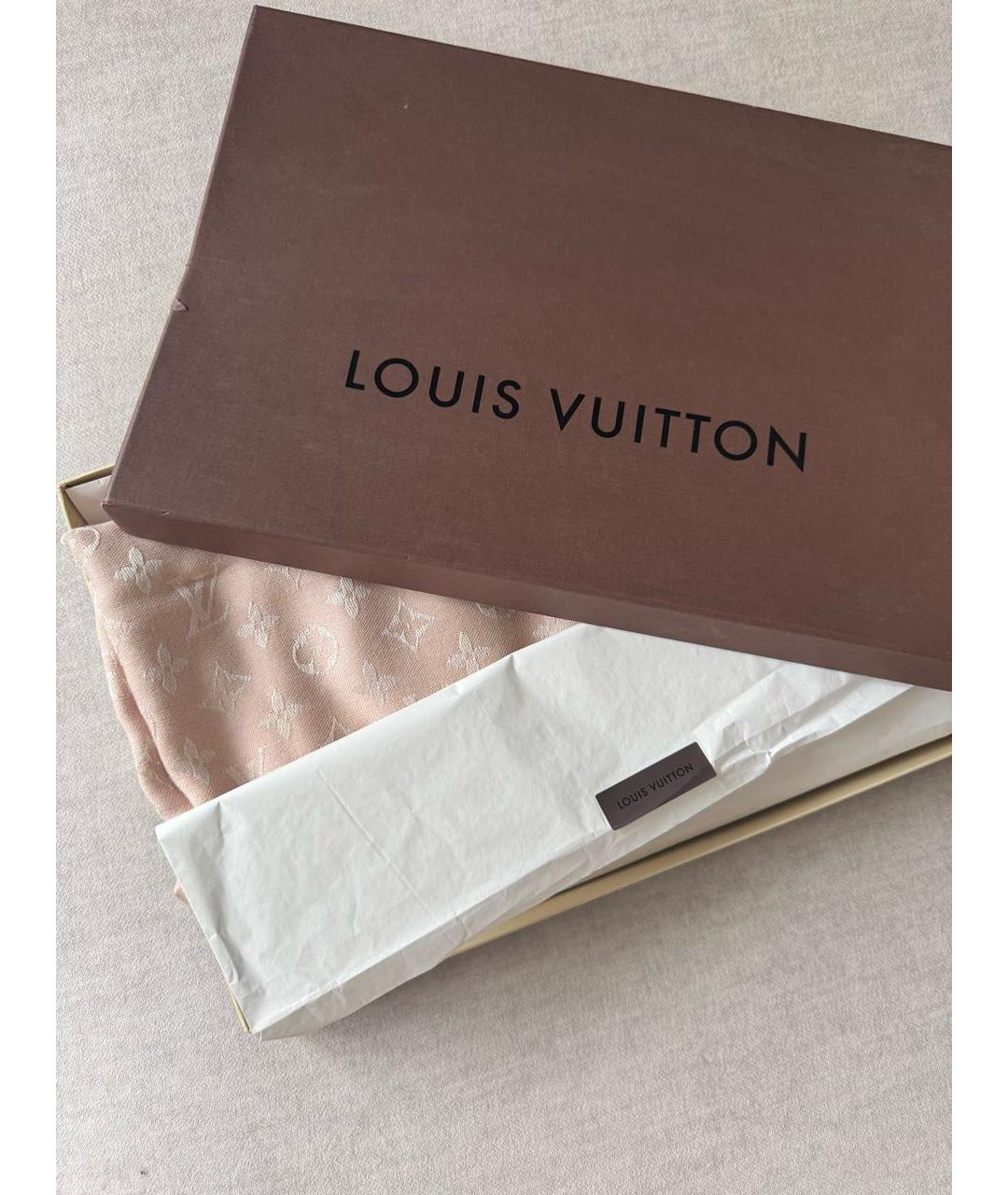 LOUIS VUITTON Розовый шелковый платок, фото 2