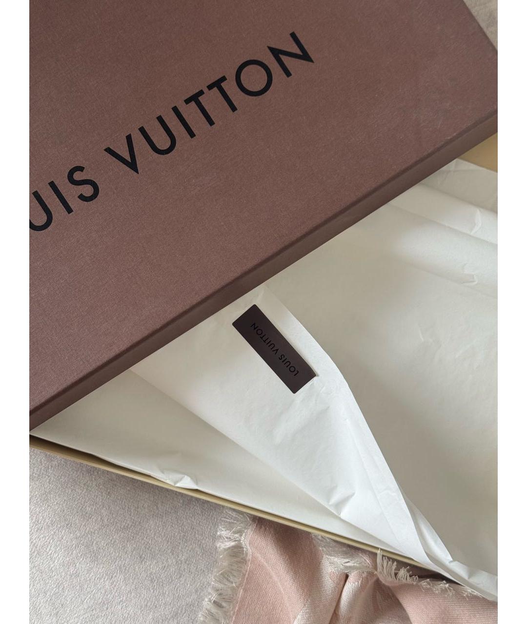 LOUIS VUITTON Розовый шелковый платок, фото 4