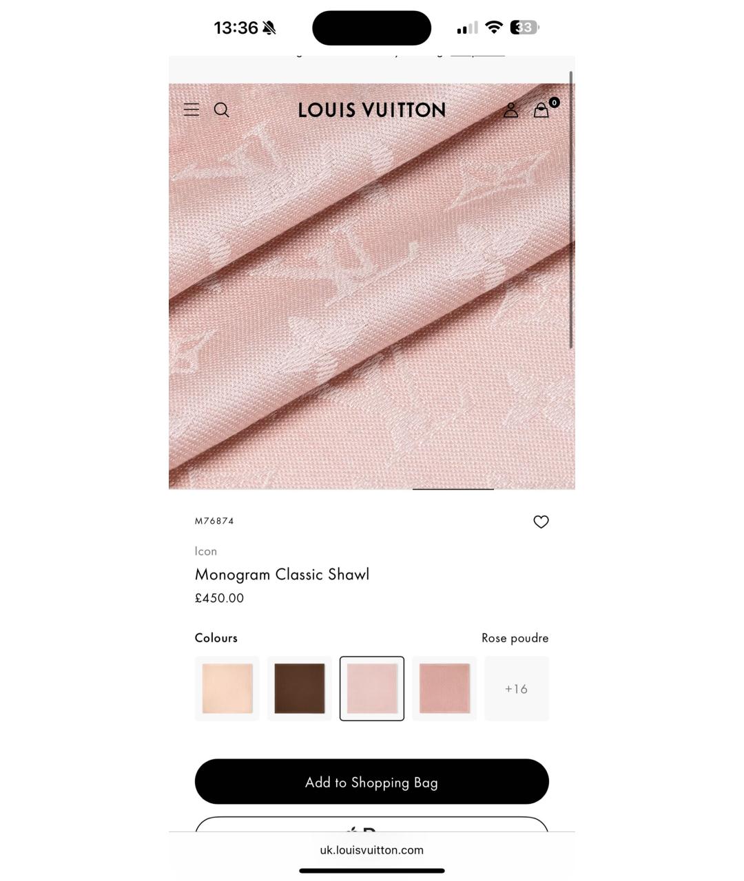 LOUIS VUITTON Розовый шелковый платок, фото 7