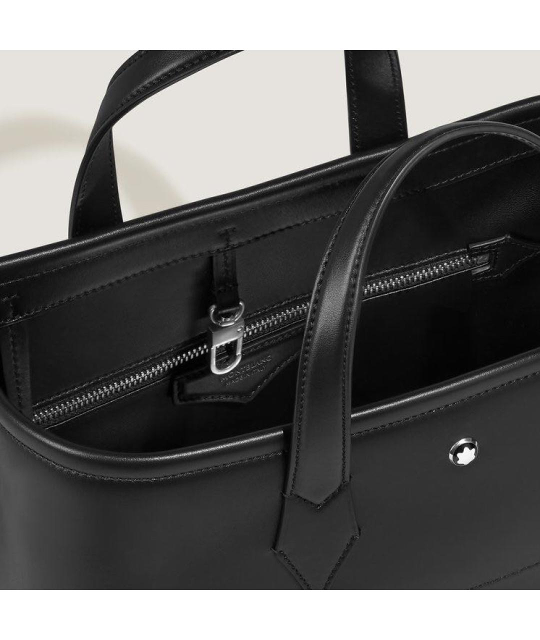 MONTBLANC Черная кожаная сумка тоут, фото 4
