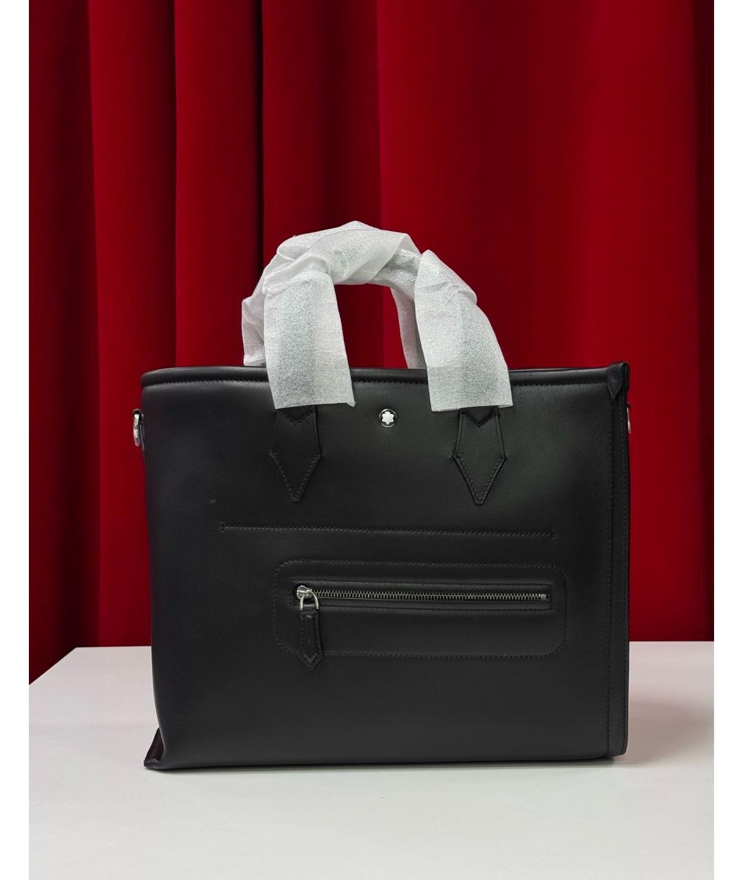 MONTBLANC Черная кожаная сумка тоут, фото 8