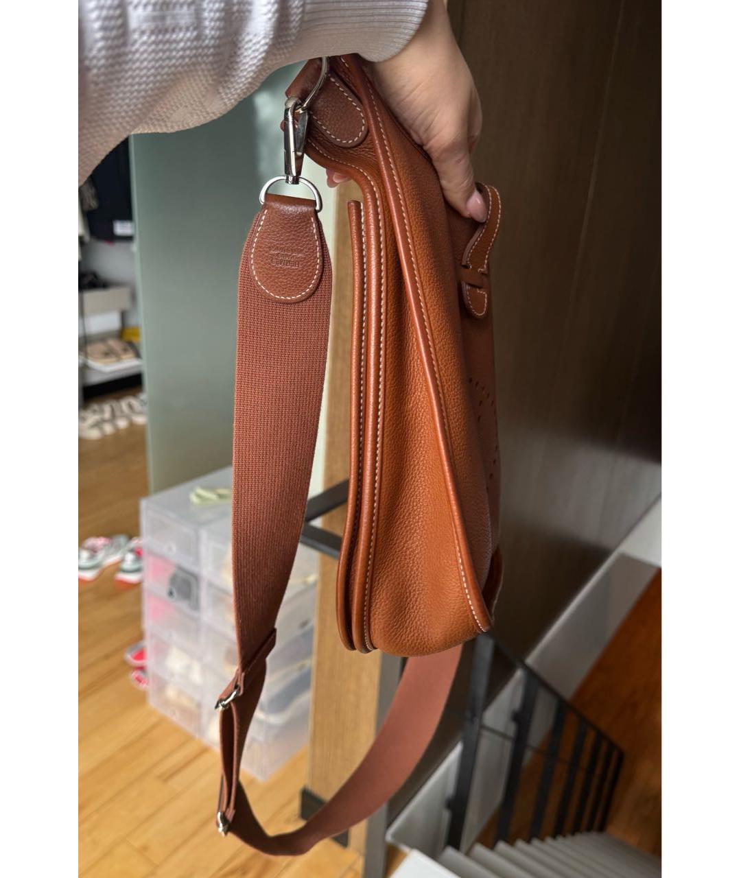 HERMES Коричневая кожаная сумка через плечо, фото 2