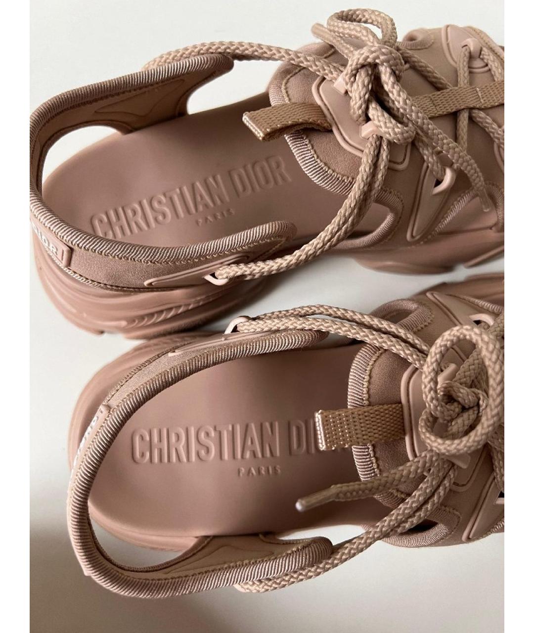 CHRISTIAN DIOR Бежевые кожаные сандалии, фото 4