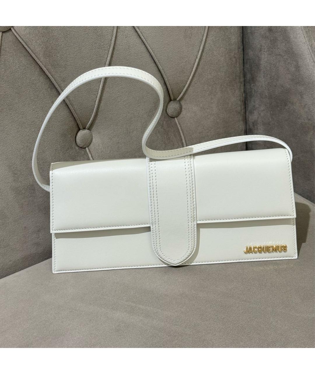 JACQUEMUS Белая кожаная сумка с короткими ручками, фото 6