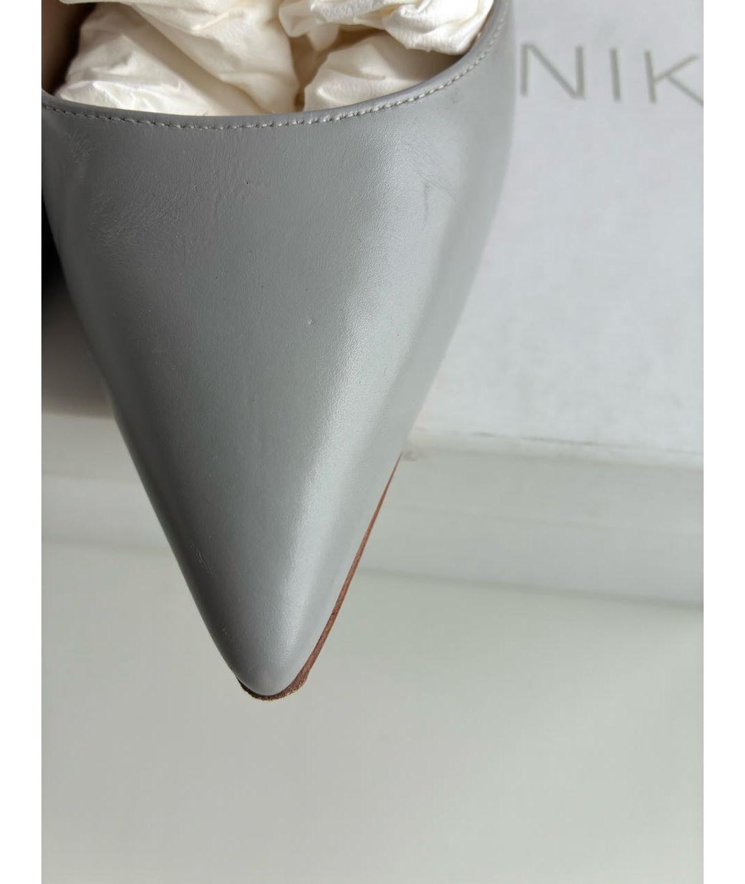 MANOLO BLAHNIK Серые кожаные туфли, фото 4