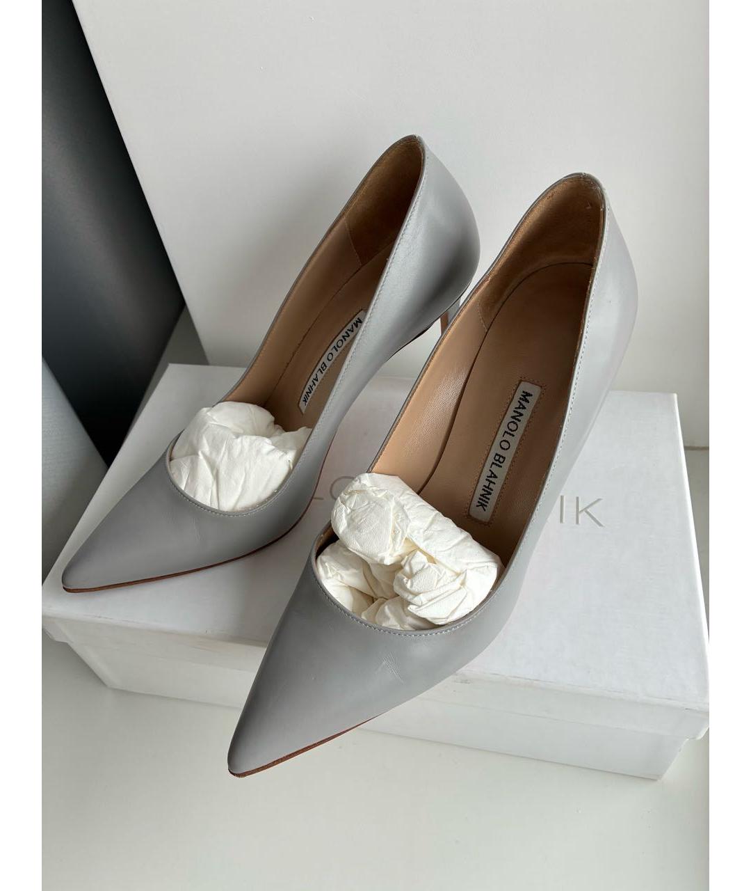MANOLO BLAHNIK Серые кожаные туфли, фото 3