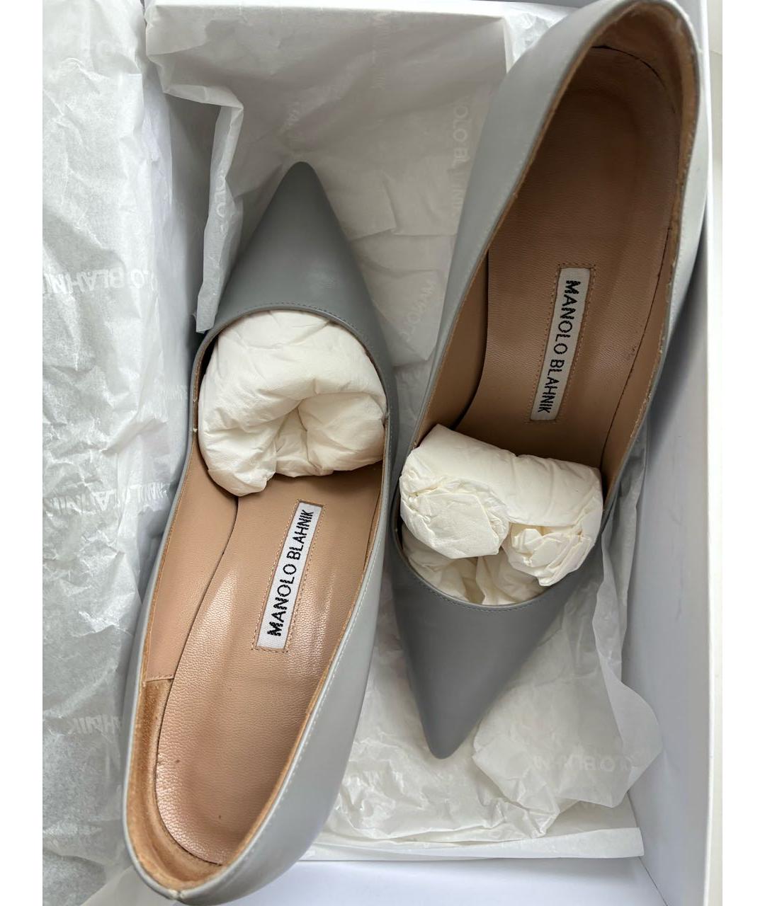 MANOLO BLAHNIK Серые кожаные туфли, фото 2