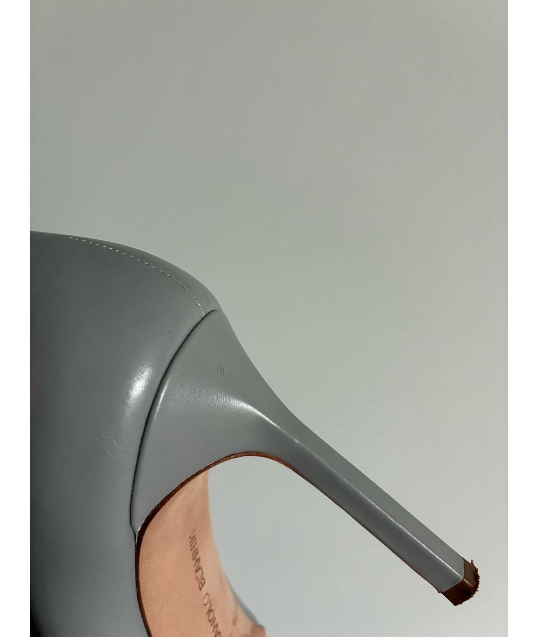MANOLO BLAHNIK Серые кожаные туфли, фото 8