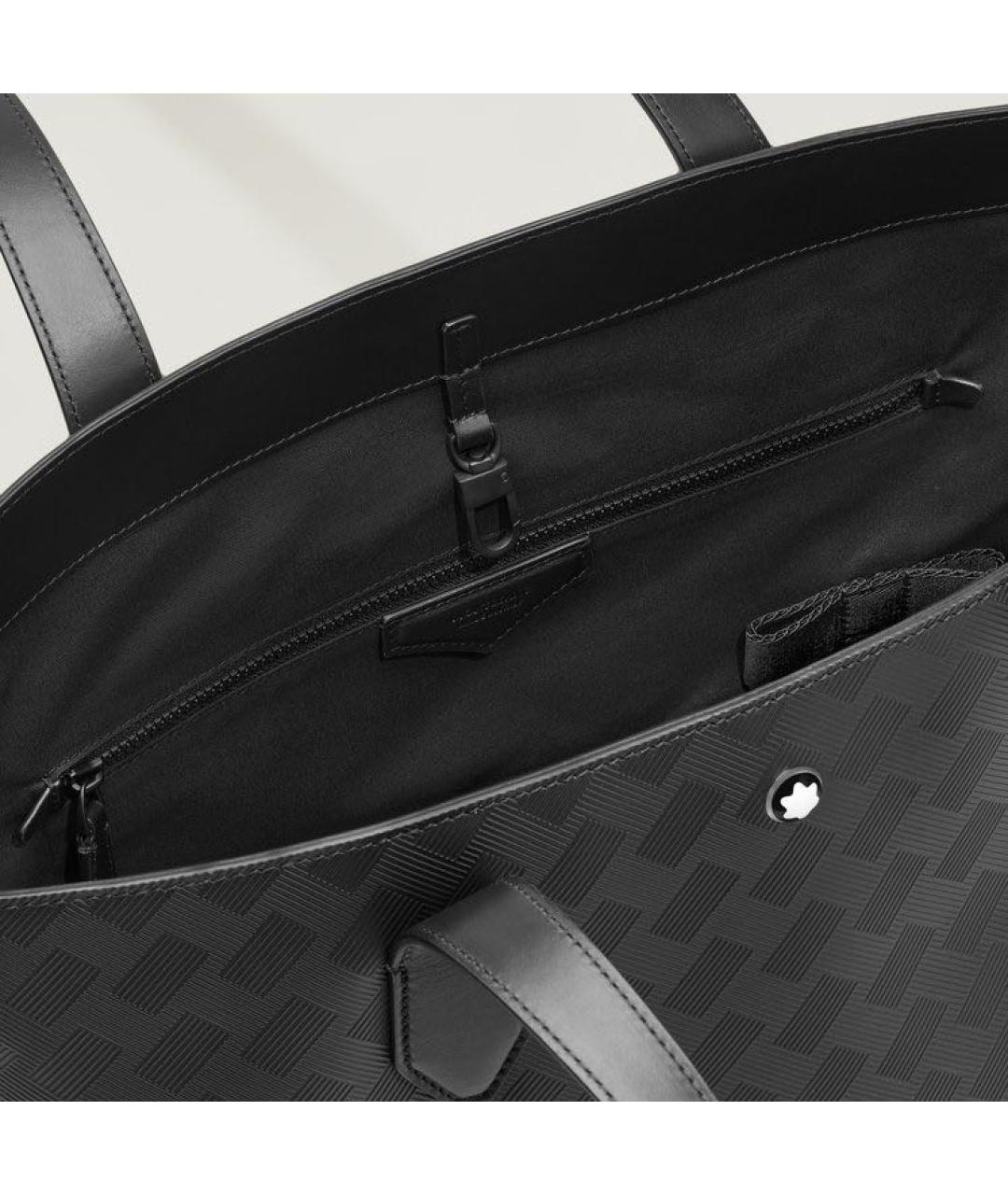 MONTBLANC Черная кожаная сумка тоут, фото 7