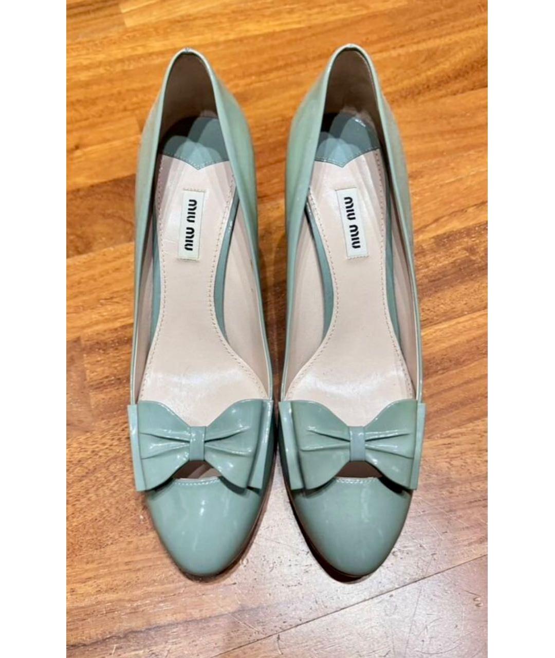 MIU MIU Бирюзовые кожаные туфли, фото 2