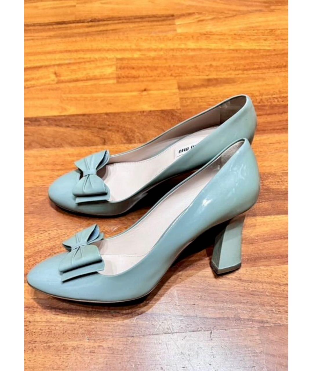 MIU MIU Бирюзовые кожаные туфли, фото 5
