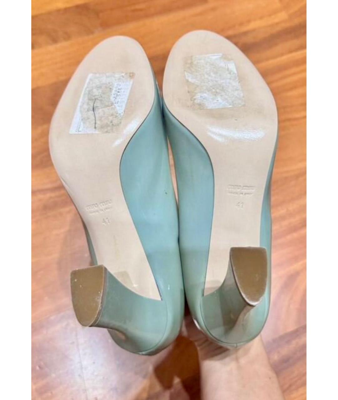 MIU MIU Бирюзовые кожаные туфли, фото 4