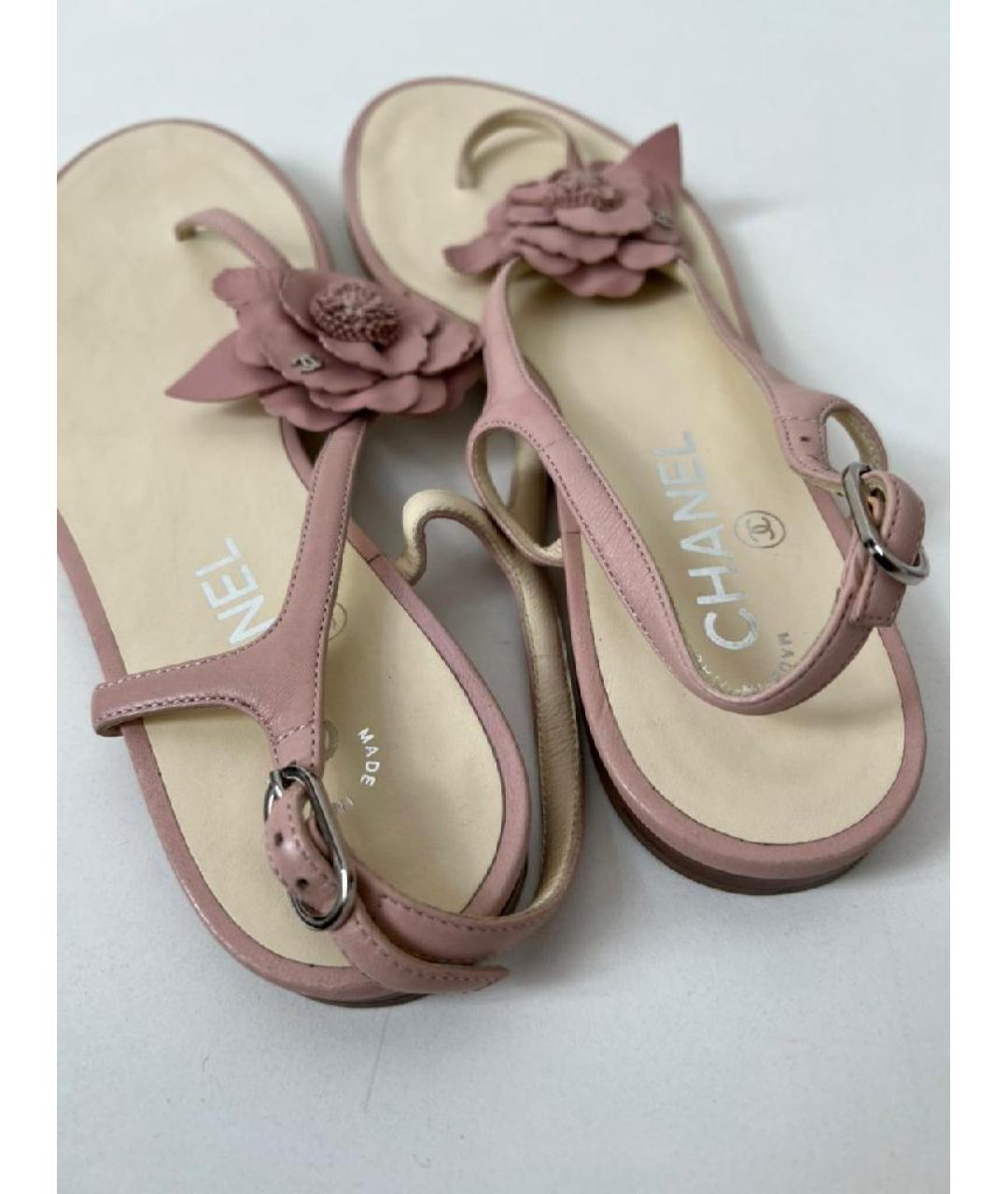 CHANEL Розовые кожаные сандалии, фото 4