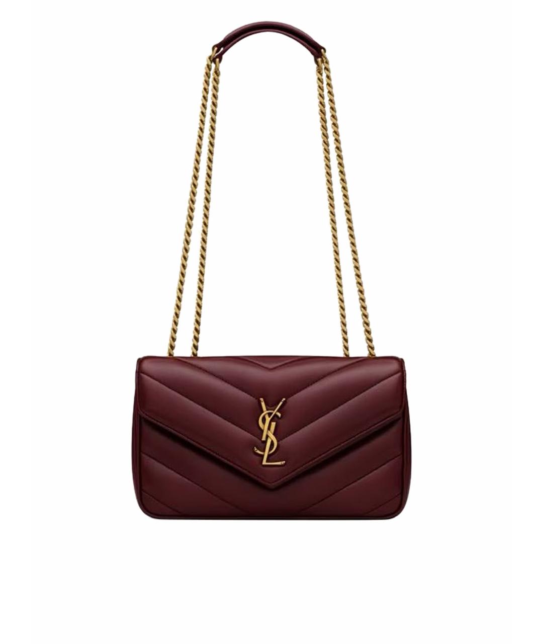 SAINT LAURENT Бордовая кожаная сумка через плечо, фото 1