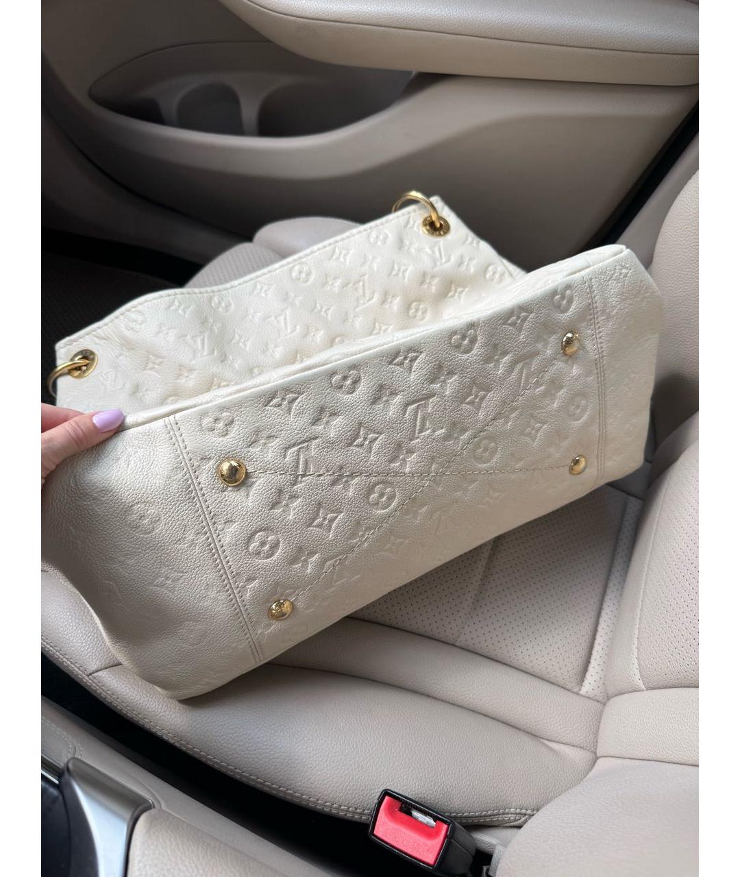 LOUIS VUITTON Белая кожаная сумка через плечо, фото 7
