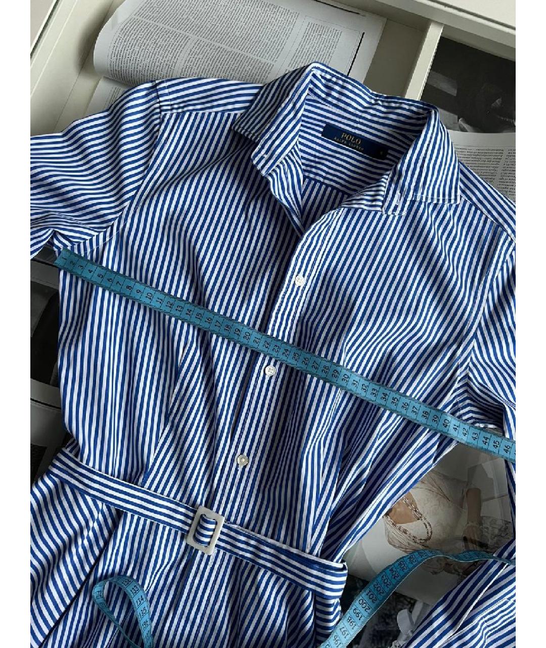 POLO RALPH LAUREN Синее хлопковое повседневное платье, фото 6