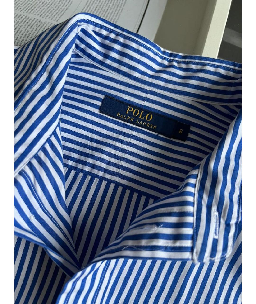POLO RALPH LAUREN Синее хлопковое повседневное платье, фото 7