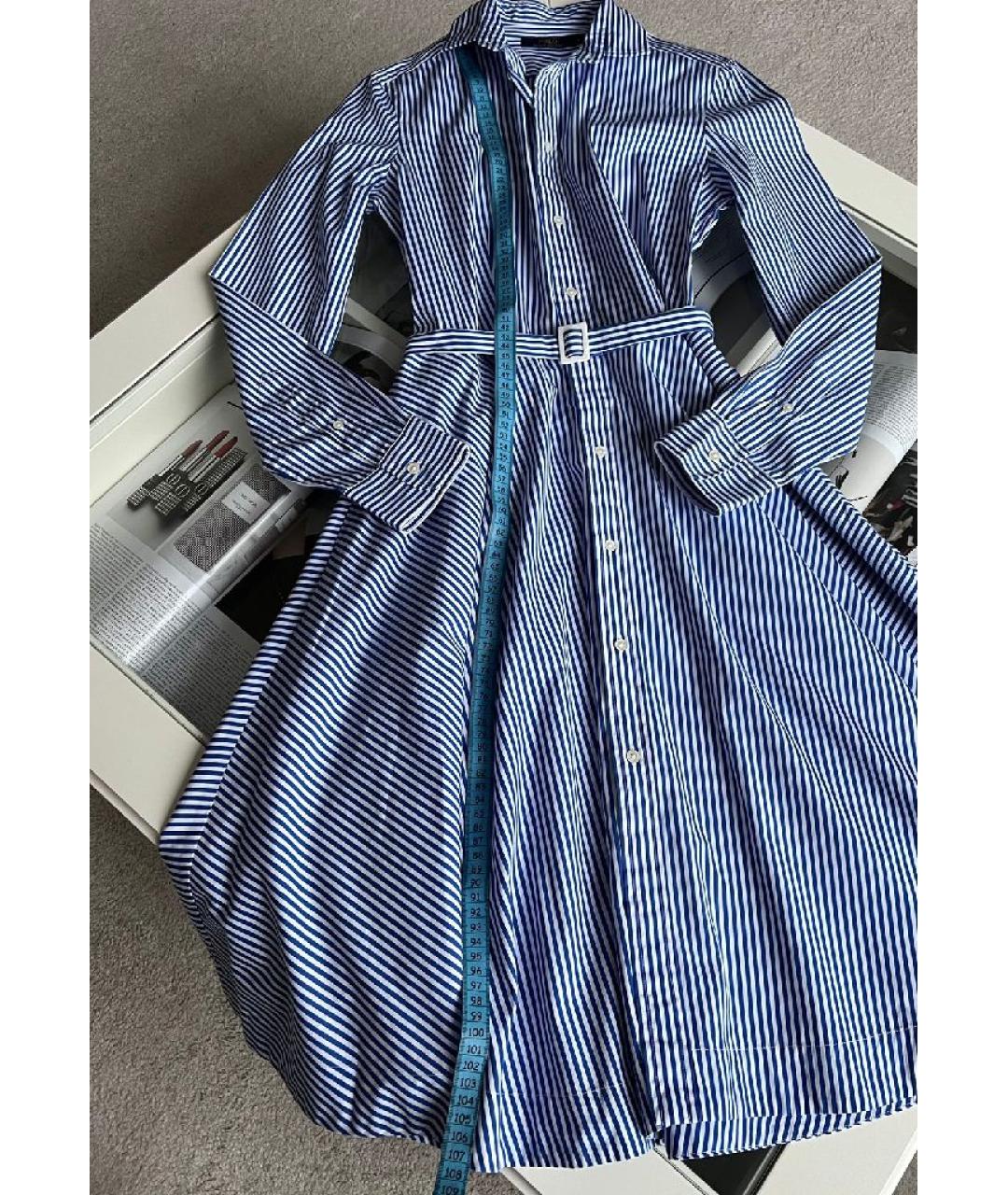 POLO RALPH LAUREN Синее хлопковое повседневное платье, фото 5