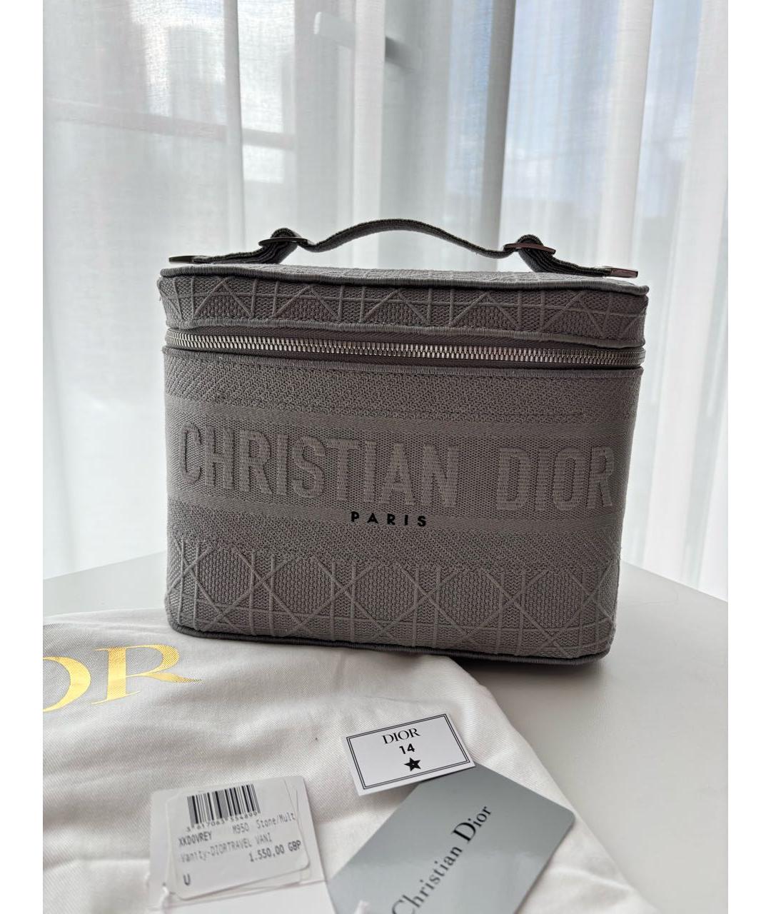CHRISTIAN DIOR Серая тканевая косметичка, фото 2