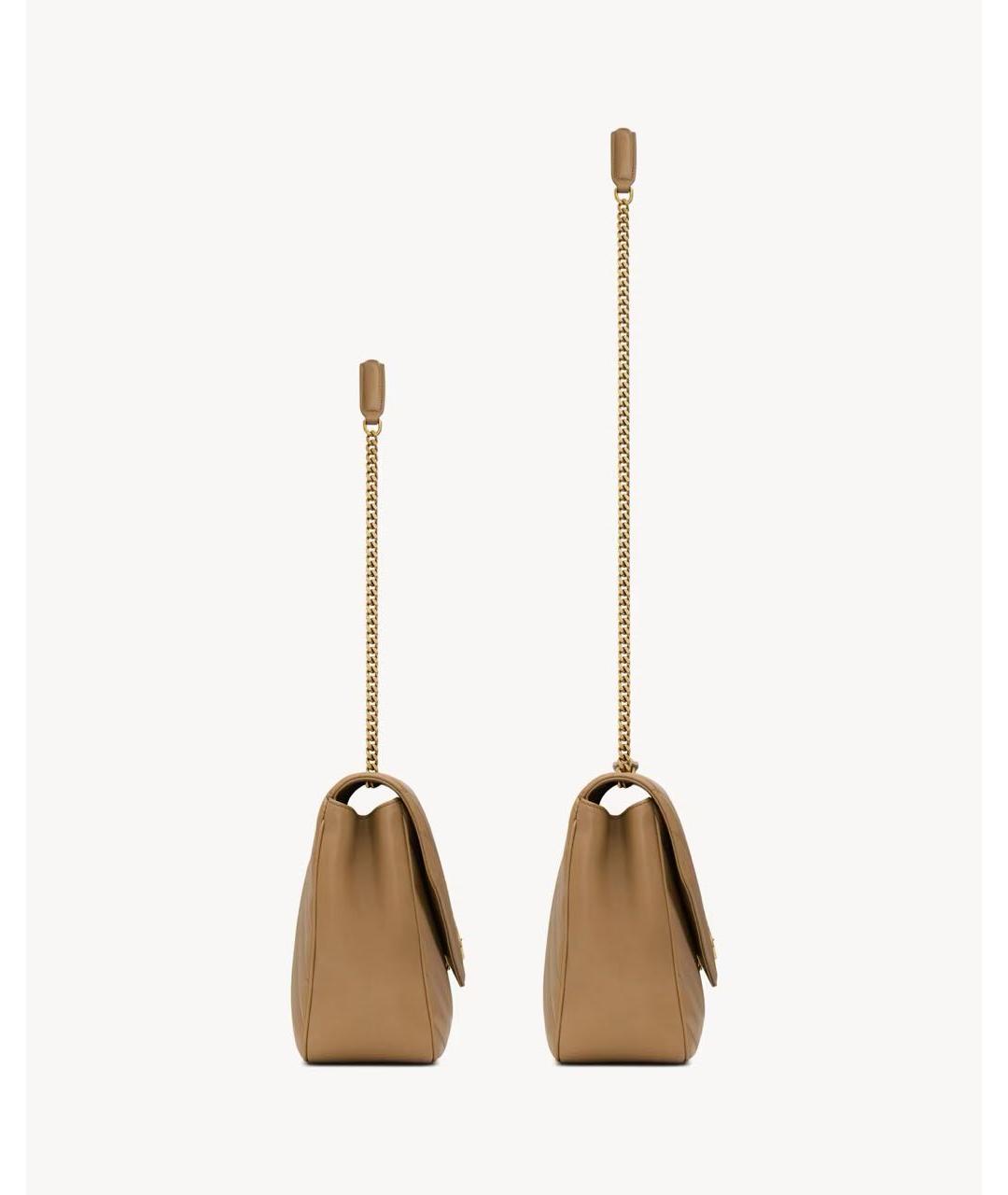 SAINT LAURENT Бежевая кожаная сумка через плечо, фото 3
