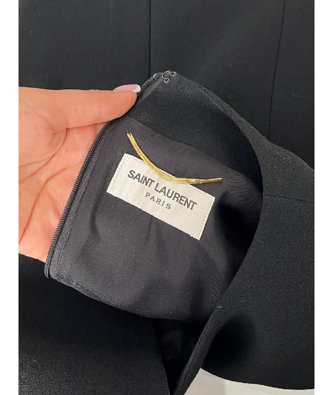 SAINT LAURENT Черное шерстяное платье, фото 4