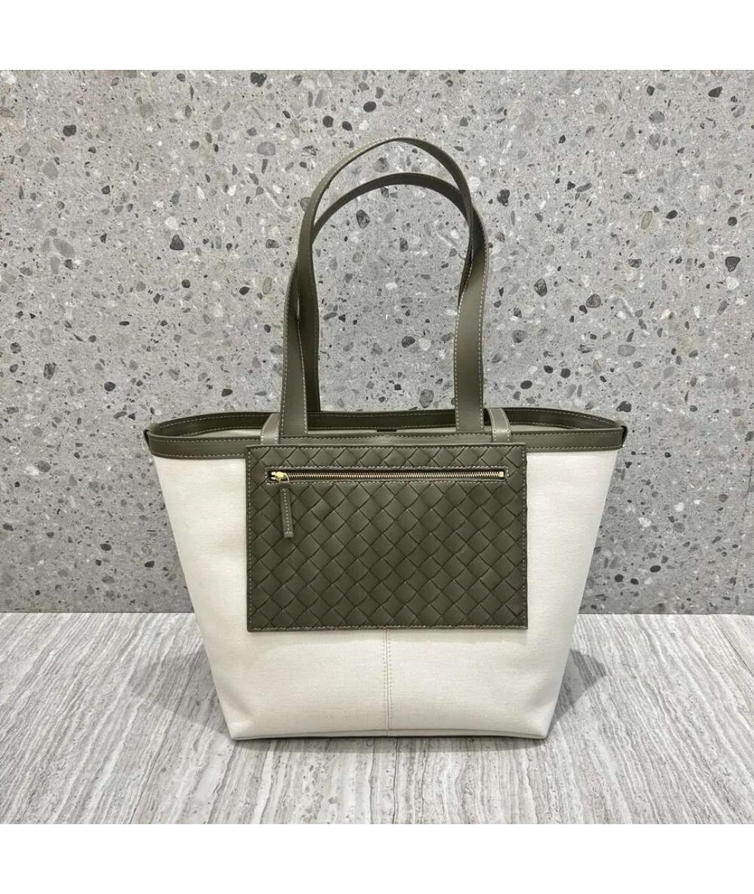BOTTEGA VENETA Бежевая жаккардовая сумка тоут, фото 7