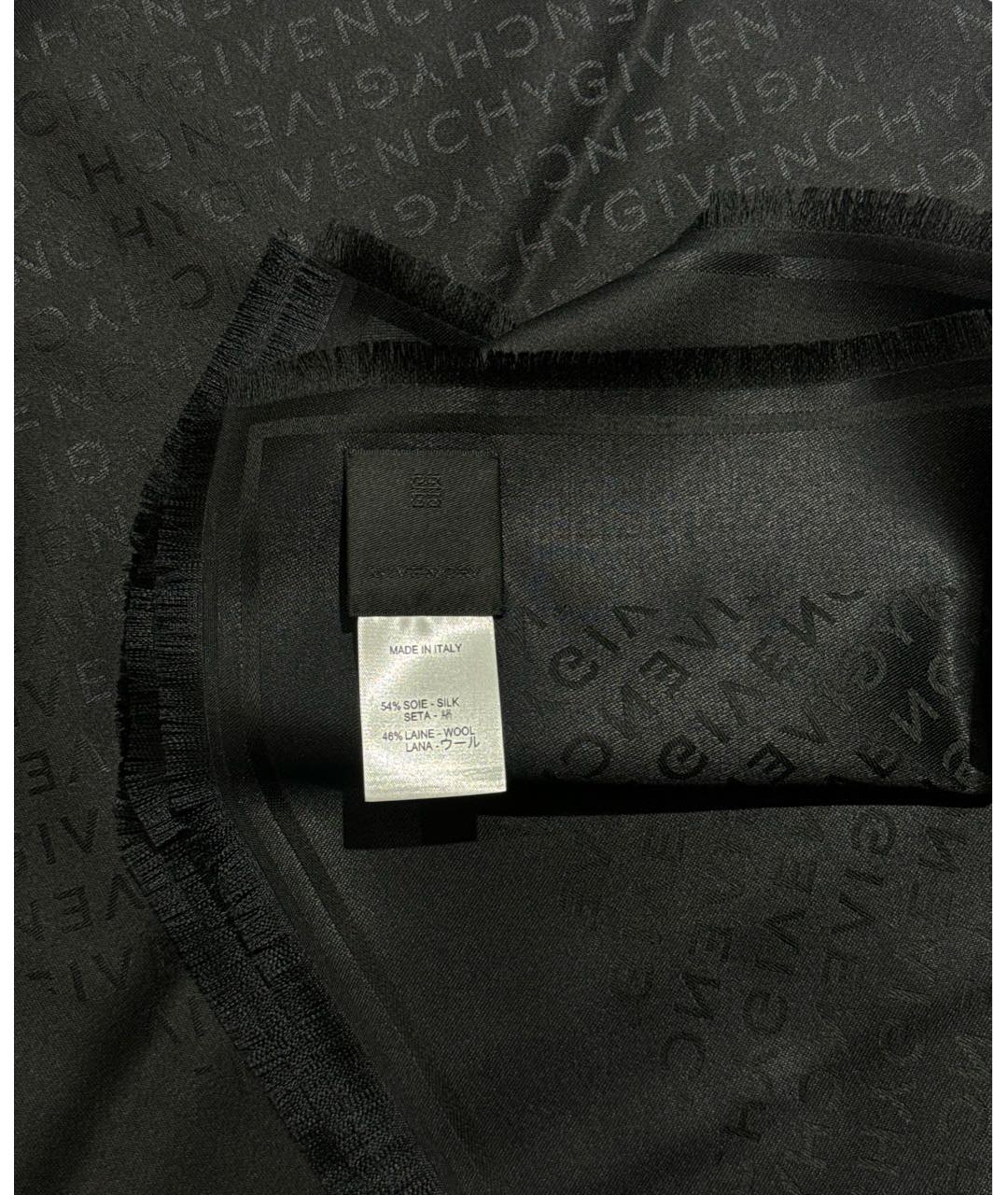 GIVENCHY Черный шерстяной шарф, фото 6