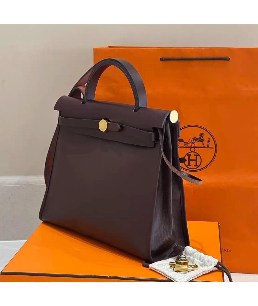 HERMES Фиолетовая сумка с короткими ручками, фото 5