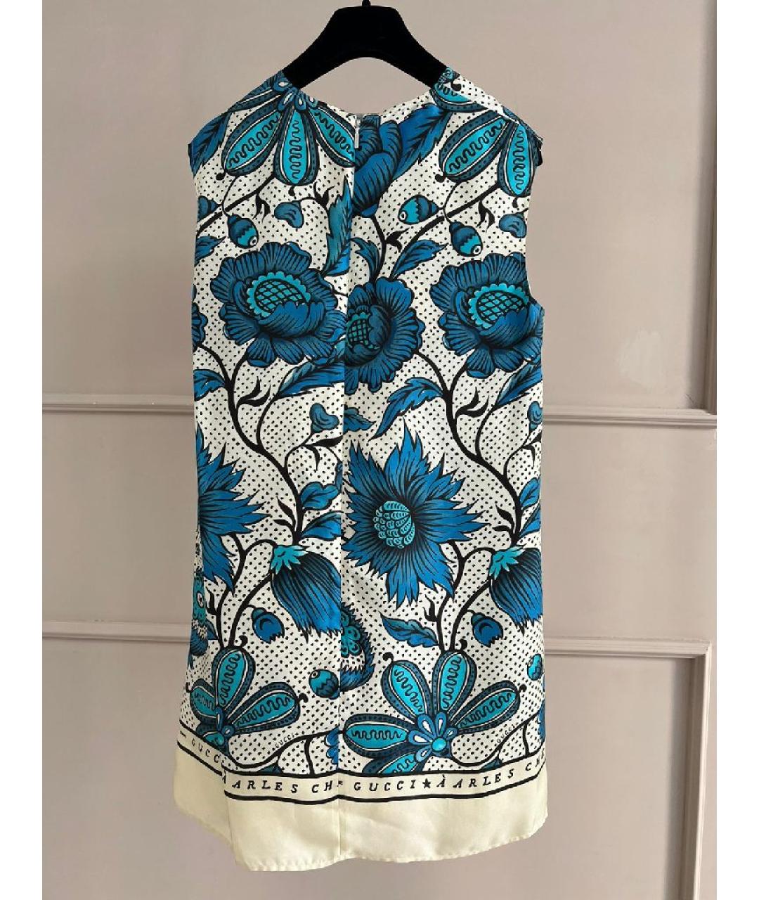 GUCCI Голубое шелковое платье, фото 2