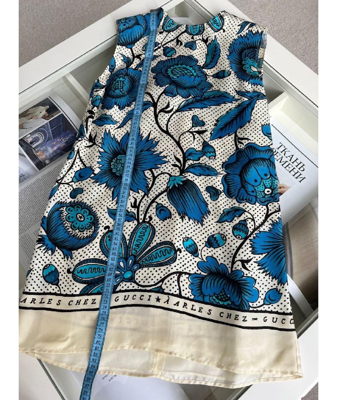 GUCCI Голубое шелковое платье, фото 5