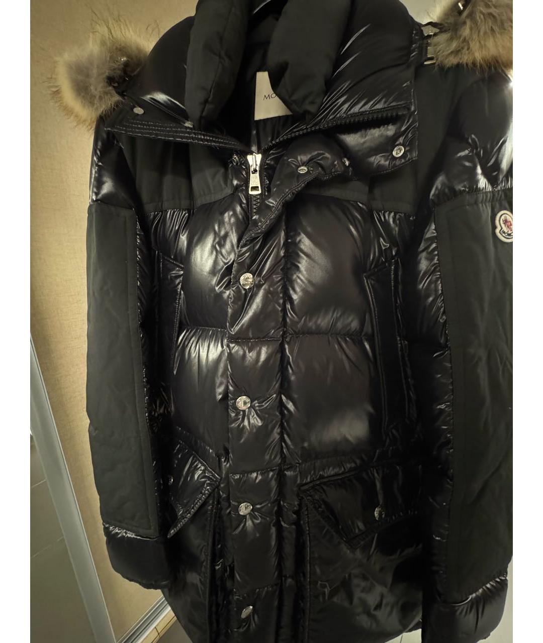 MONCLER Черный полиэстеровый пуховик, фото 8