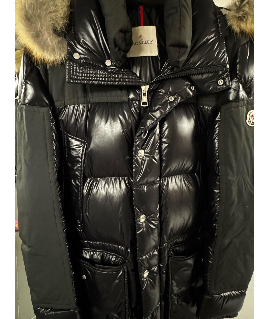 MONCLER Черный полиэстеровый пуховик, фото 9