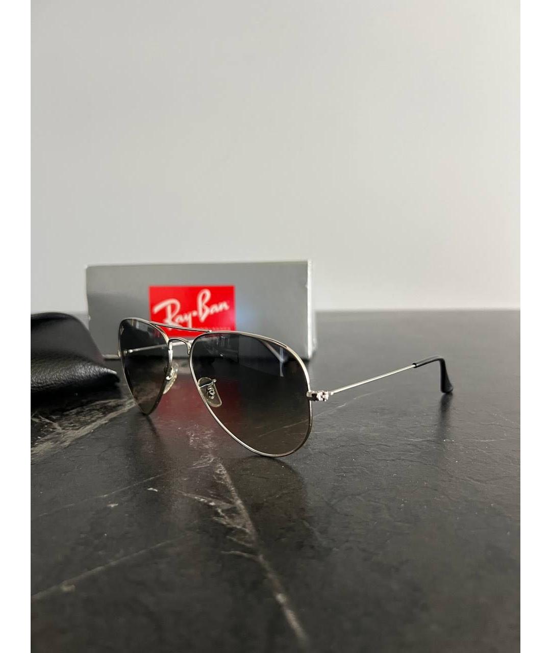 RAY BAN Антрацитовые металлические солнцезащитные очки, фото 3