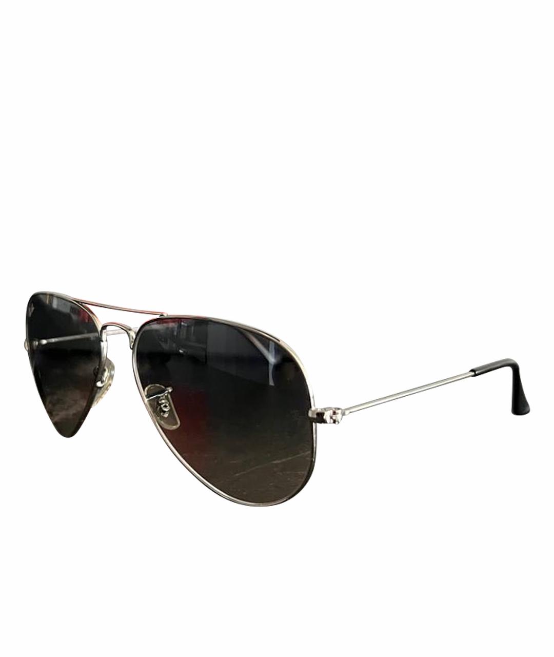 RAY BAN Антрацитовые металлические солнцезащитные очки, фото 1