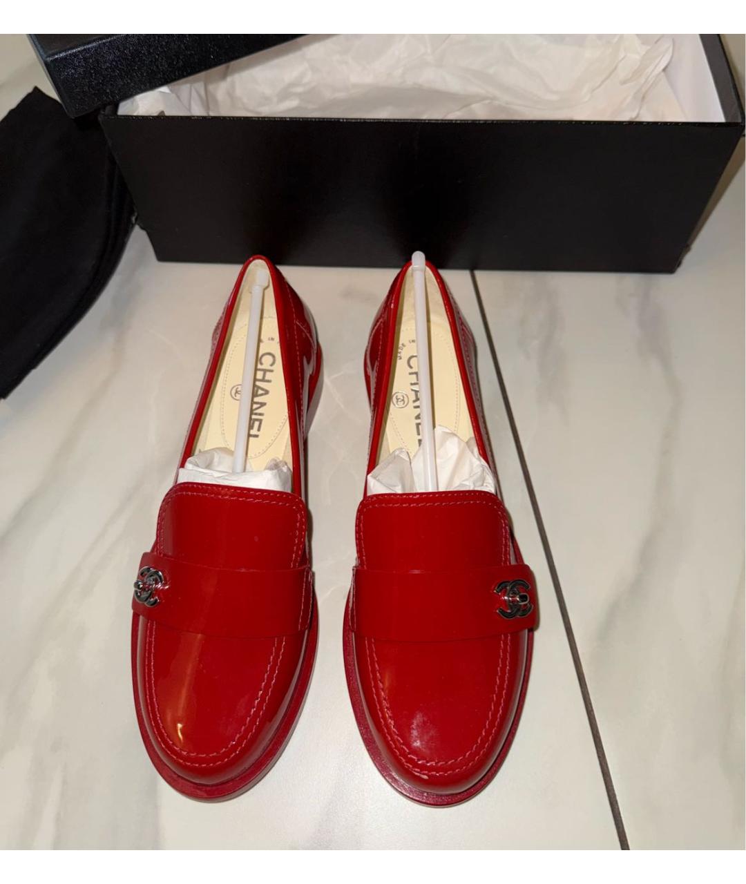 CHANEL Красные кожаные лоферы, фото 2