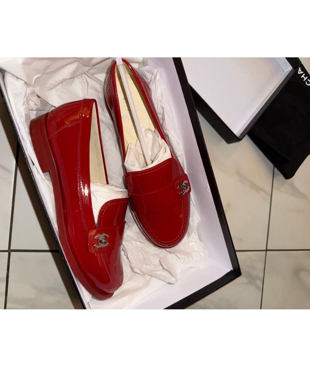 CHANEL Красные кожаные лоферы, фото 6