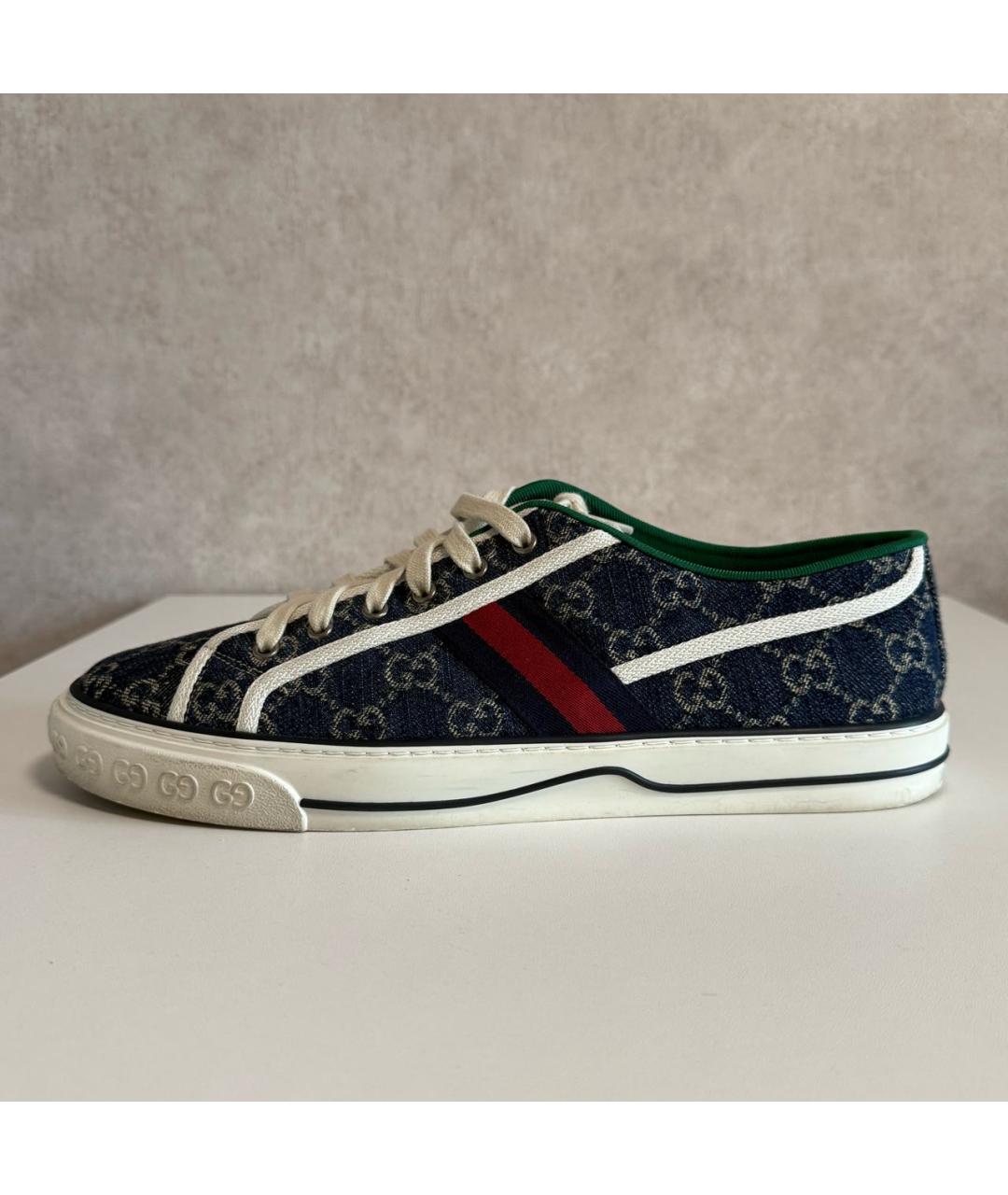 GUCCI Темно-синие текстильные низкие кроссовки / кеды, фото 6