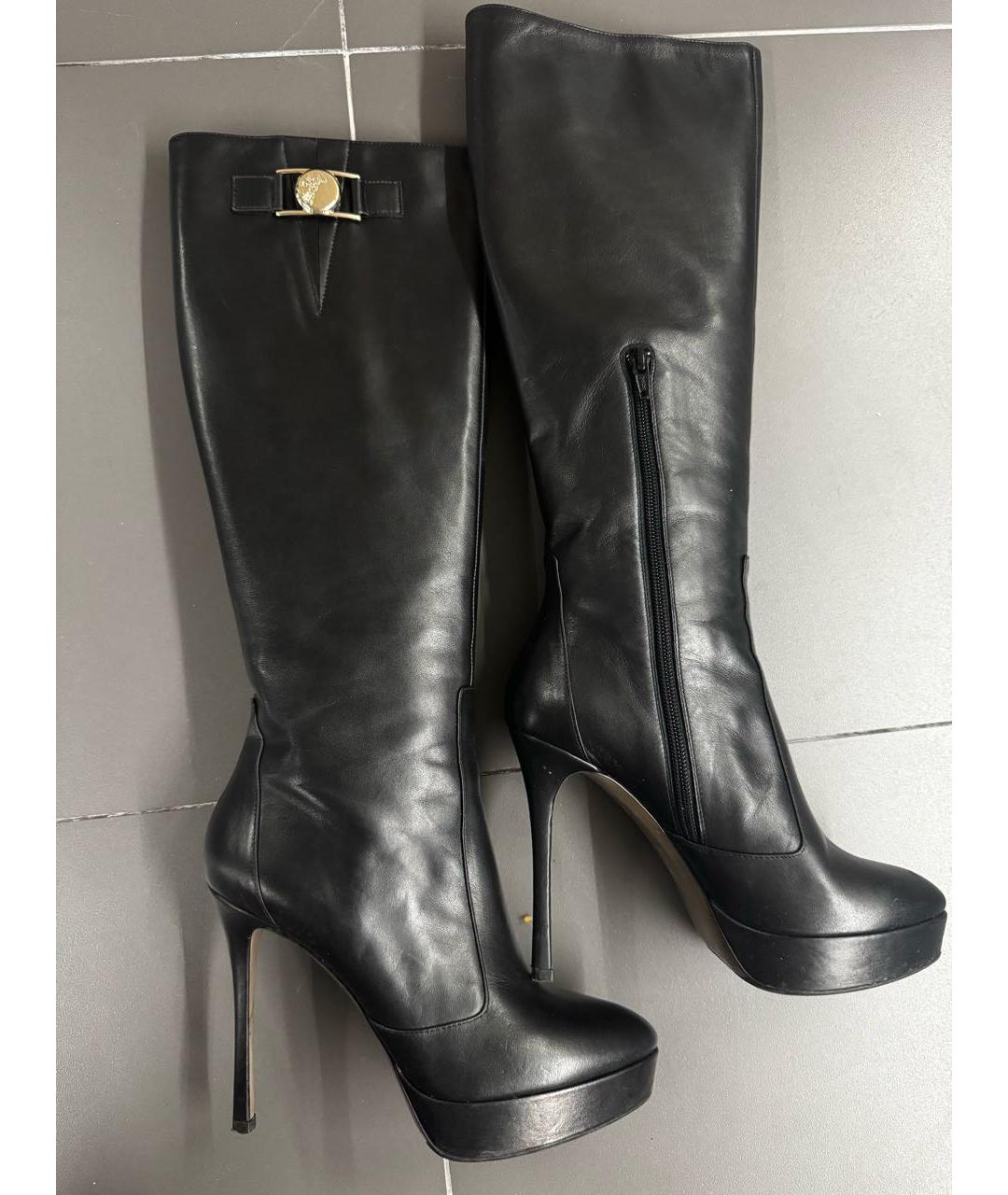 VERSACE Черные кожаные сапоги, фото 6