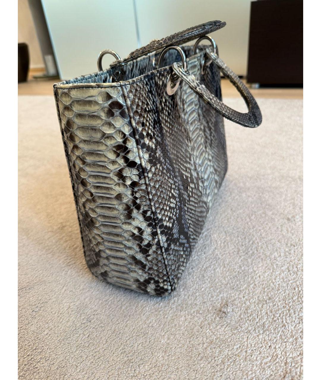 CHRISTIAN DIOR Голубая сумка тоут из экзотической кожи, фото 2