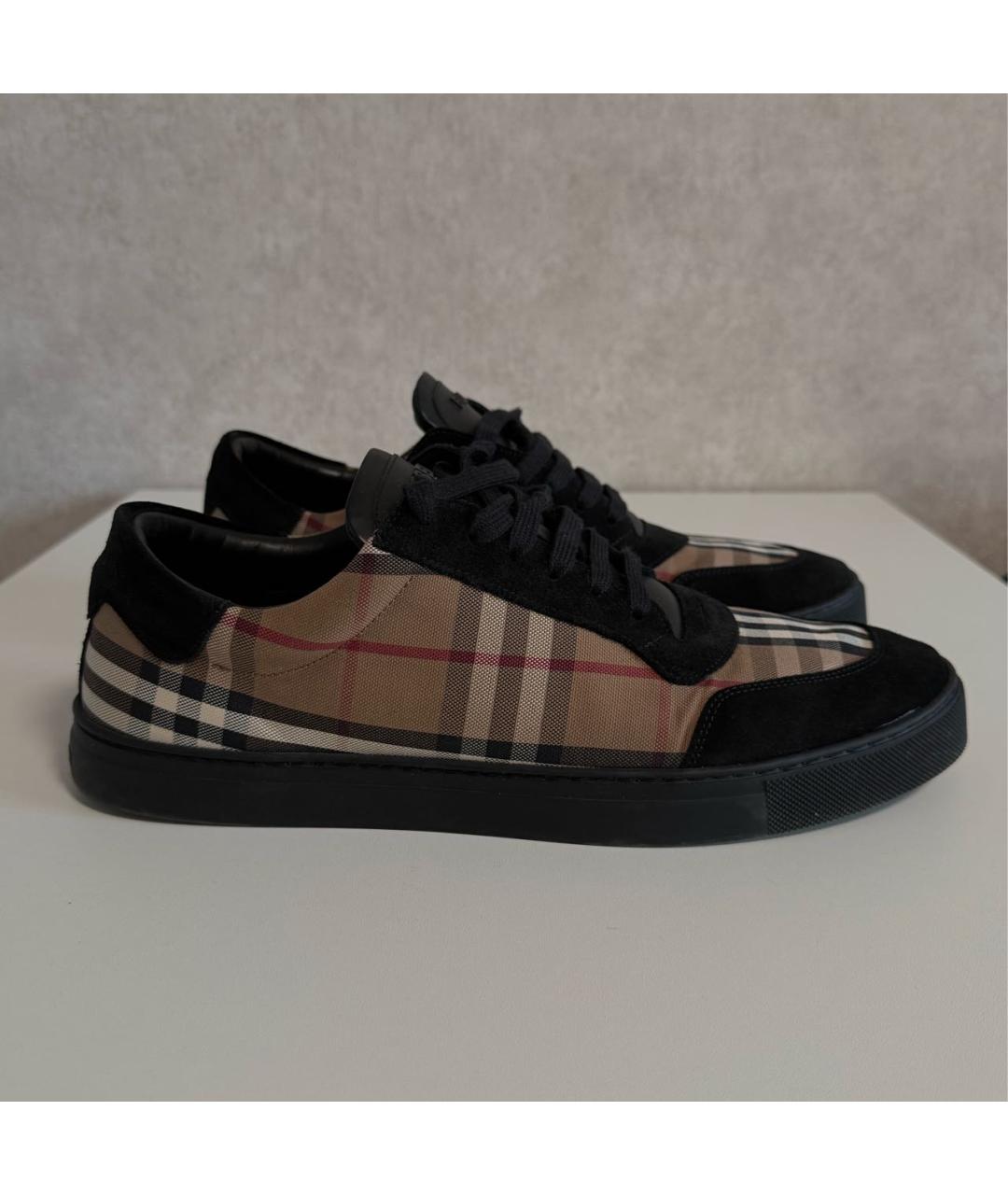 BURBERRY Черные замшевые низкие кроссовки / кеды, фото 4