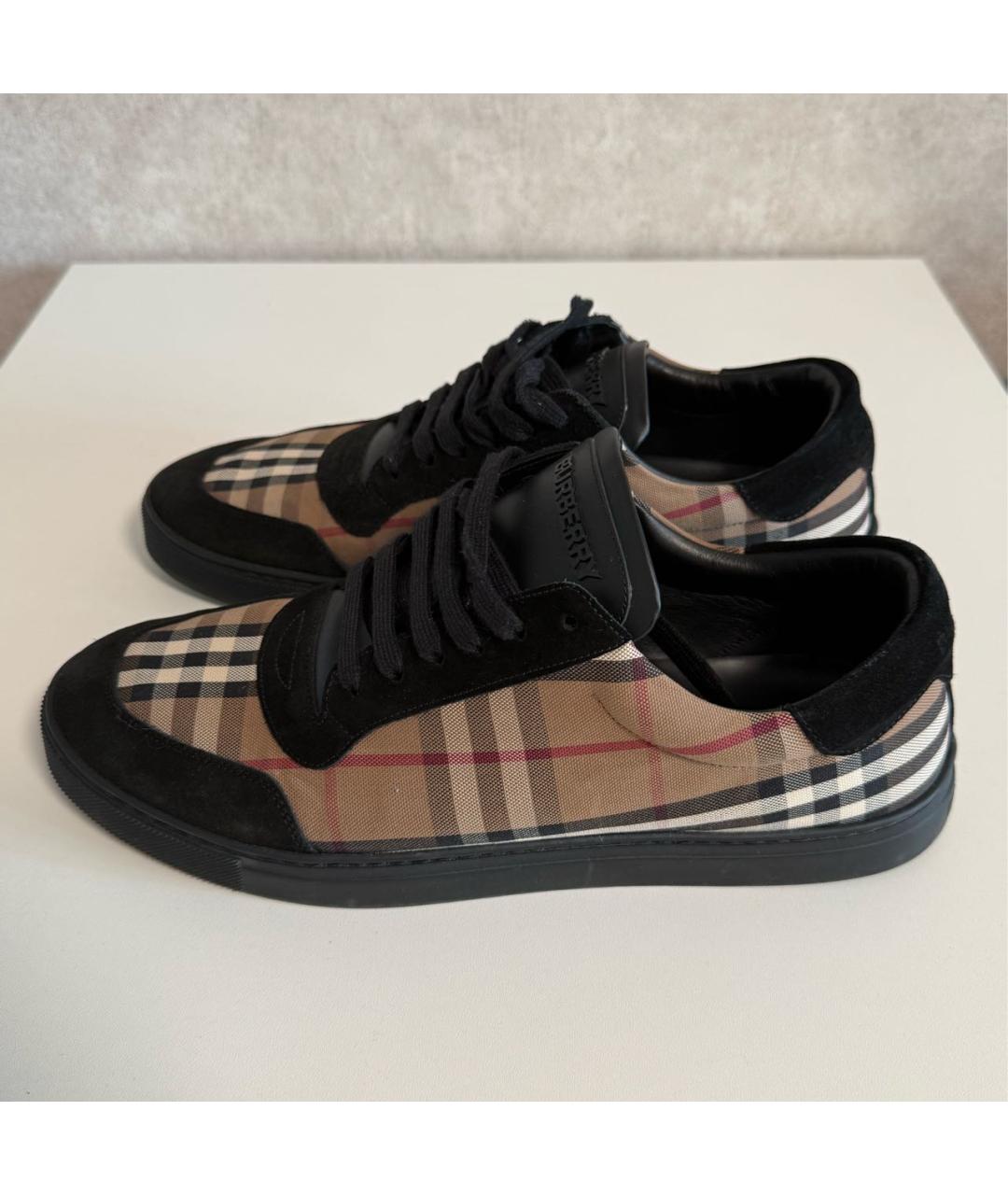 BURBERRY Черные замшевые низкие кроссовки / кеды, фото 2