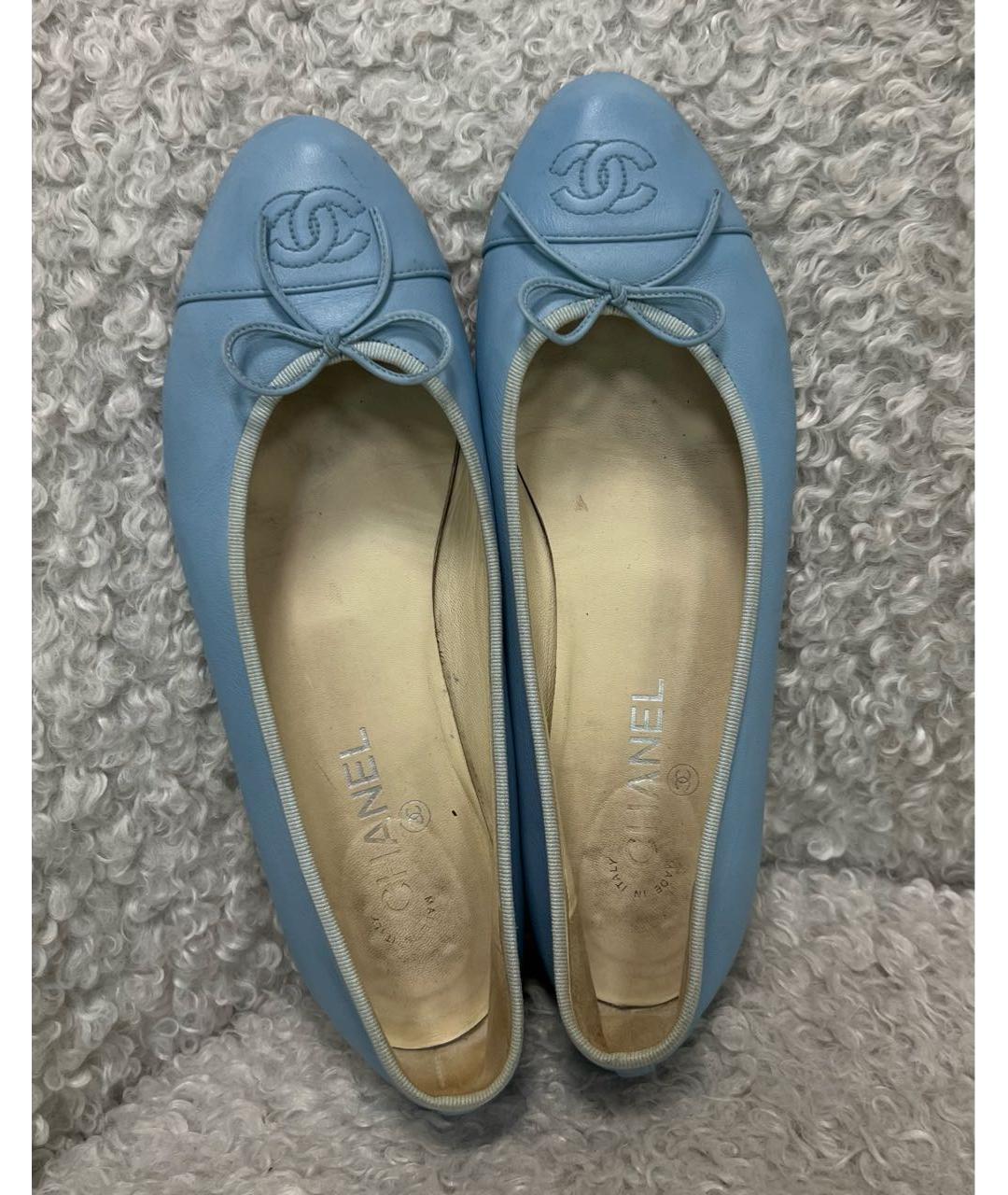 CHANEL Голубые кожаные балетки, фото 3