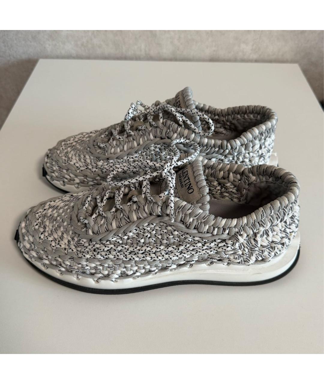 VALENTINO Серые текстильные низкие кроссовки / кеды, фото 3