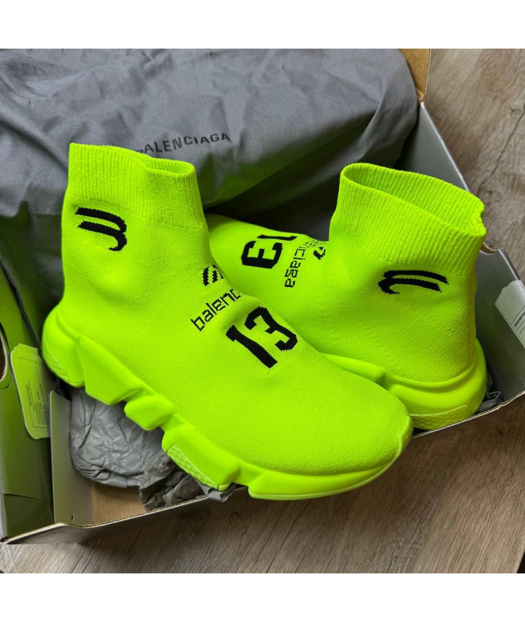 BALENCIAGA Салатовые текстильные кроссовки, фото 9