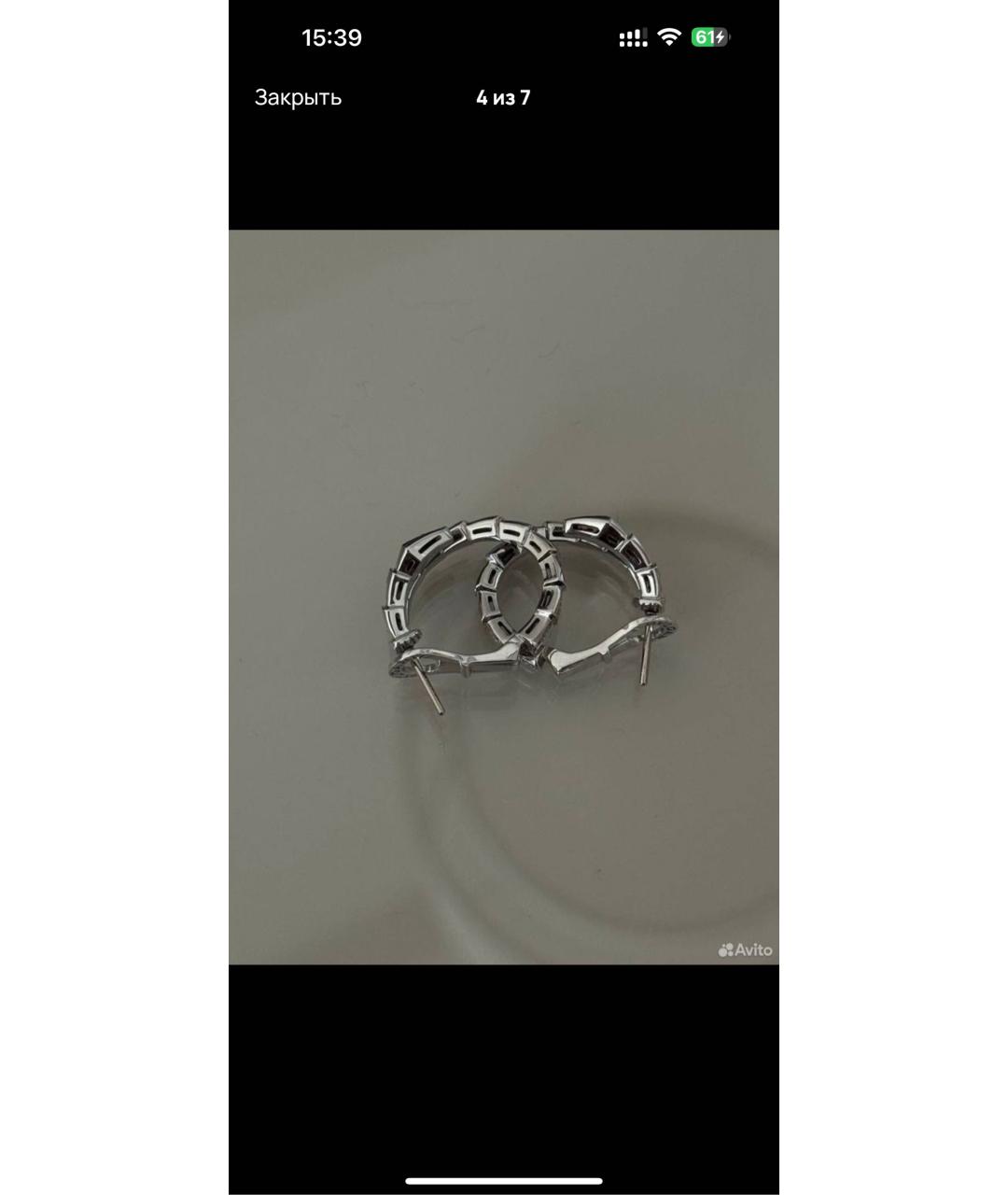 BVLGARI Белые серьги из белого золота, фото 4