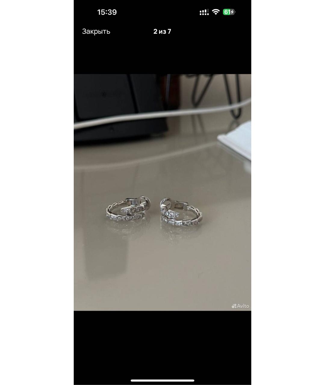 BVLGARI Белые серьги из белого золота, фото 3