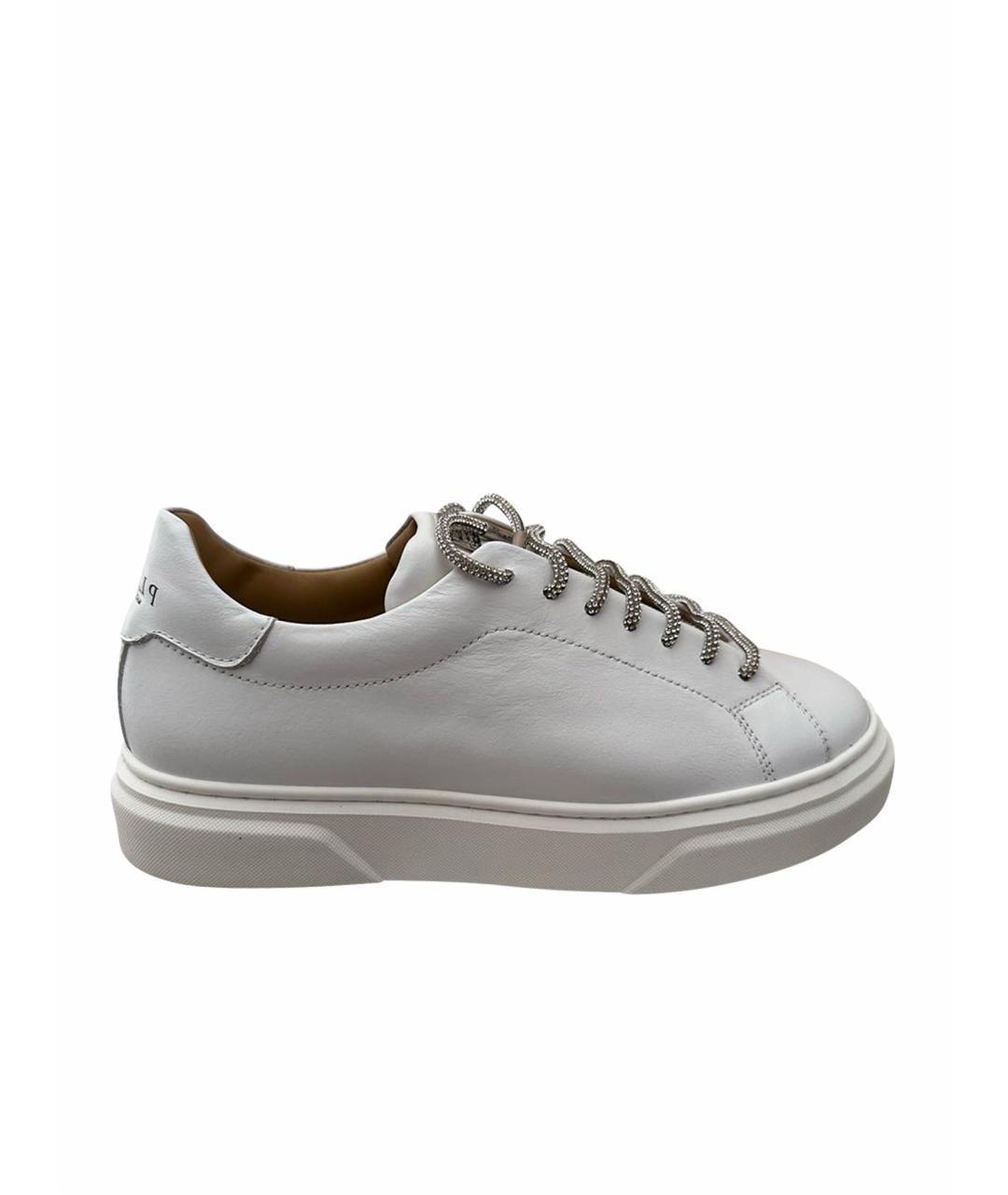 PHILIPP PLEIN JUNIOR Белые кожаные кеды, фото 1