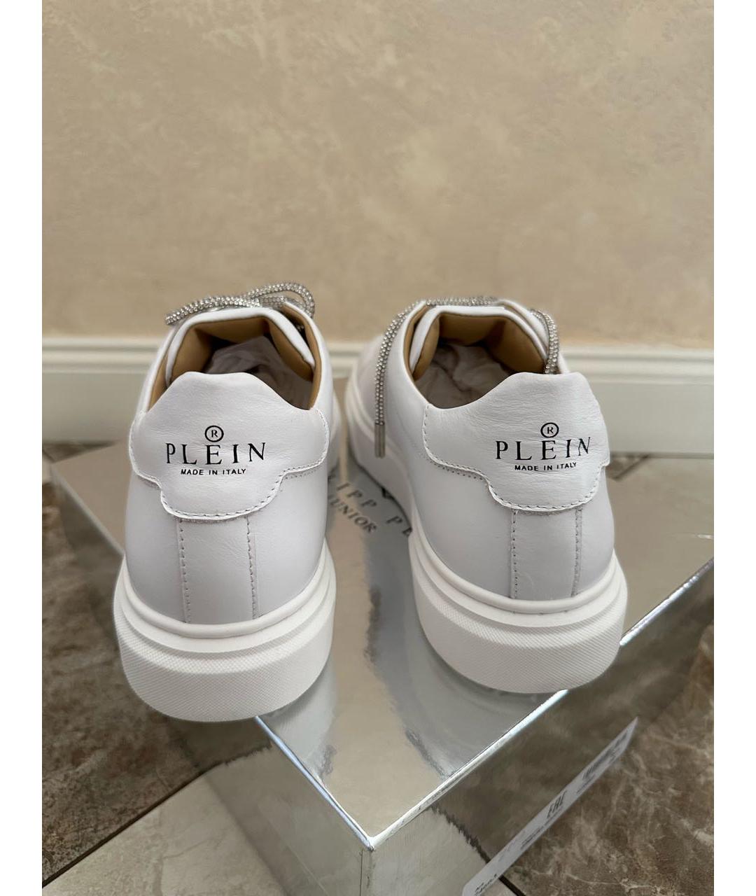 PHILIPP PLEIN JUNIOR Белые кожаные кеды, фото 3