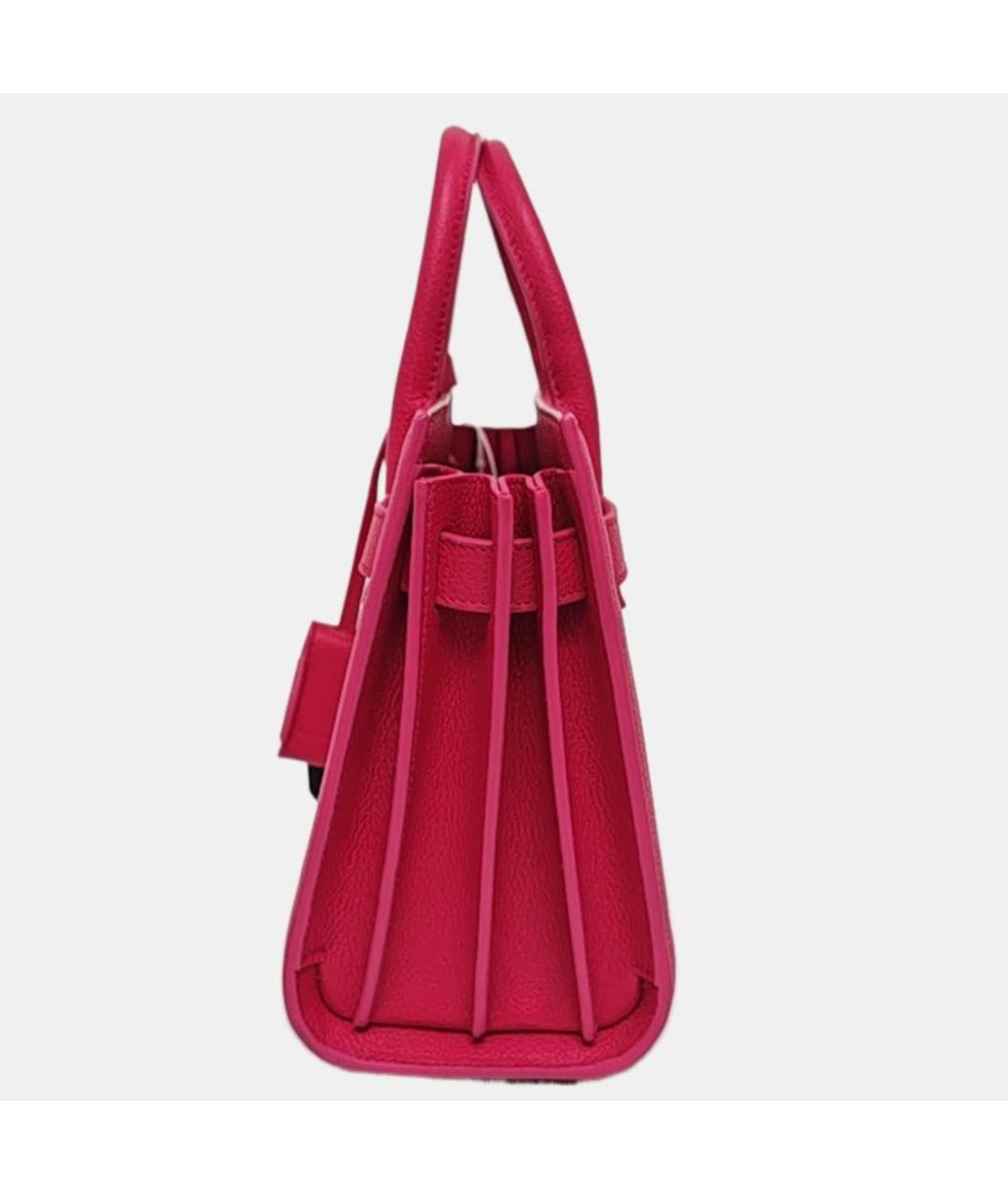 SAINT LAURENT Розовая кожаная сумка с короткими ручками, фото 2